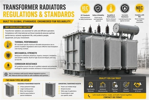 ¿Cuáles son las normas y regulaciones para los radiadores de transformadores?